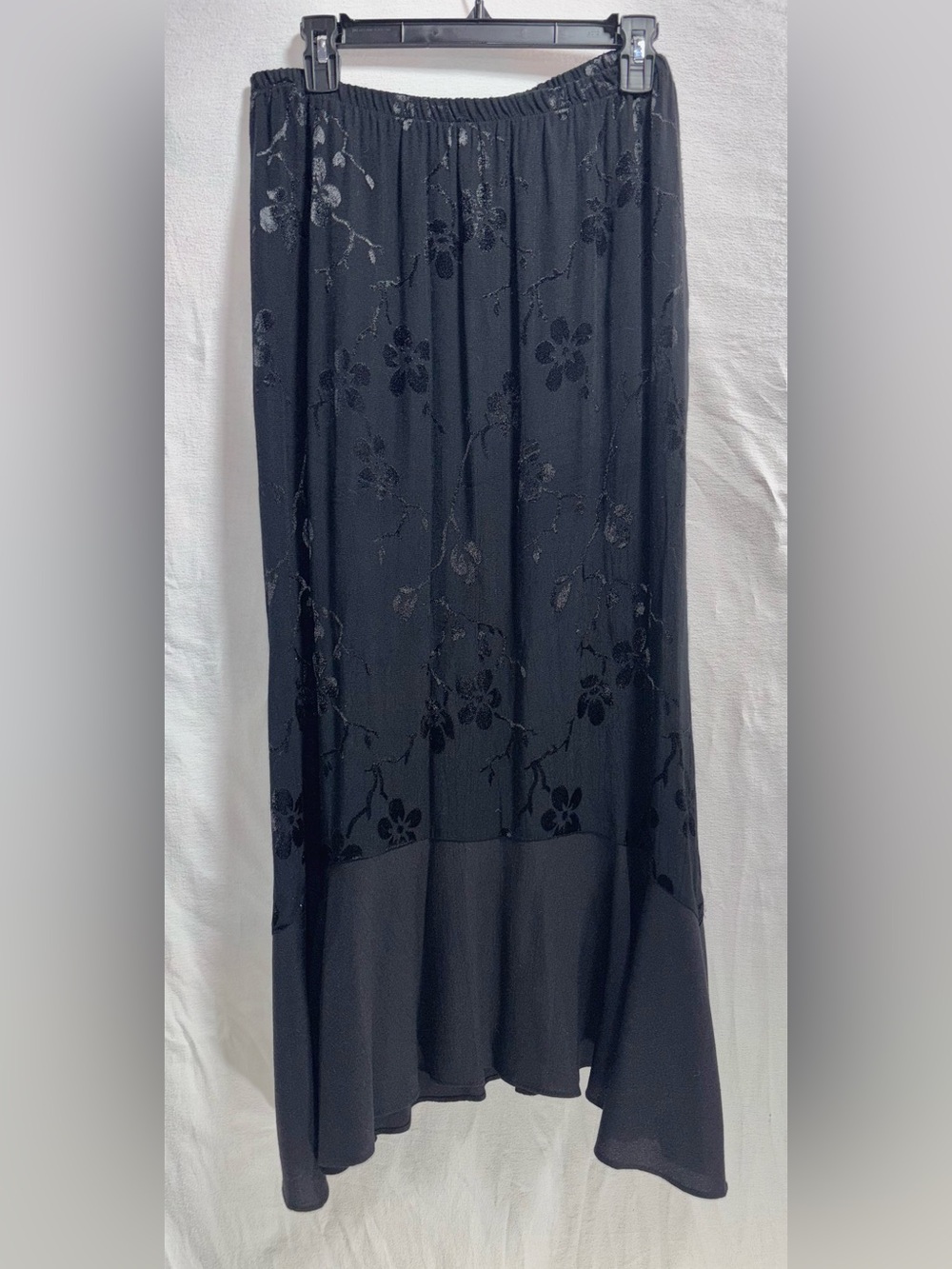 Spencer Alexis Vintage Mermaid hem shimmering floral black maxi skirt size XL